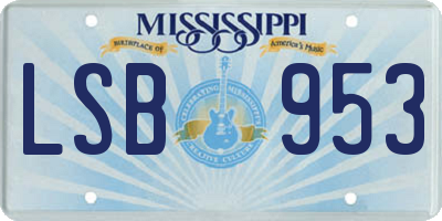 MS license plate LSB953