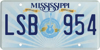 MS license plate LSB954