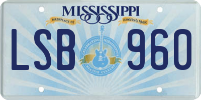 MS license plate LSB960