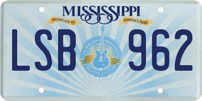 MS license plate LSB962