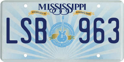MS license plate LSB963