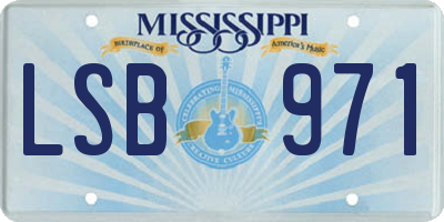 MS license plate LSB971