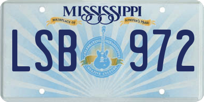 MS license plate LSB972