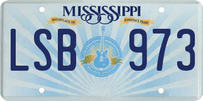 MS license plate LSB973