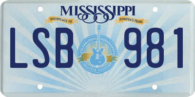 MS license plate LSB981