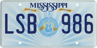 MS license plate LSB986