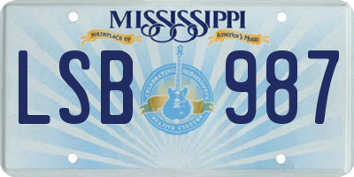 MS license plate LSB987