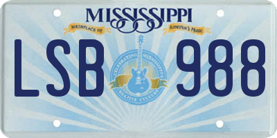 MS license plate LSB988