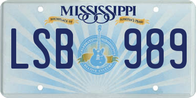 MS license plate LSB989