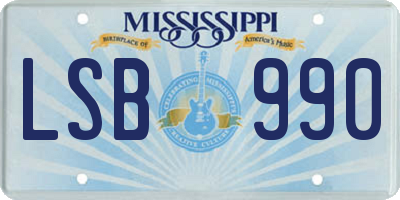 MS license plate LSB990
