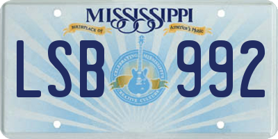 MS license plate LSB992