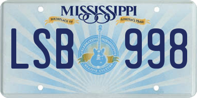 MS license plate LSB998