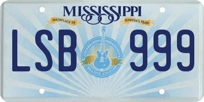 MS license plate LSB999