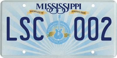 MS license plate LSC002