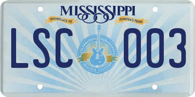MS license plate LSC003
