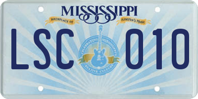 MS license plate LSC010
