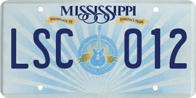 MS license plate LSC012