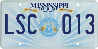 MS license plate LSC013