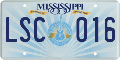 MS license plate LSC016