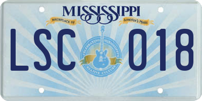 MS license plate LSC018
