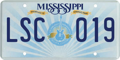 MS license plate LSC019