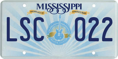 MS license plate LSC022