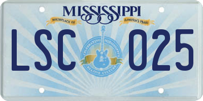 MS license plate LSC025