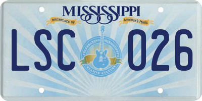 MS license plate LSC026