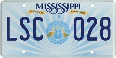 MS license plate LSC028
