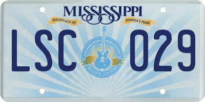 MS license plate LSC029