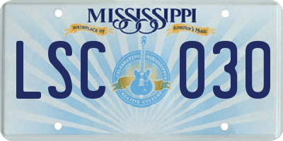 MS license plate LSC030