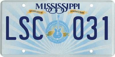 MS license plate LSC031