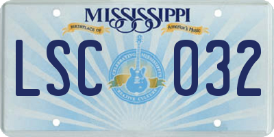 MS license plate LSC032