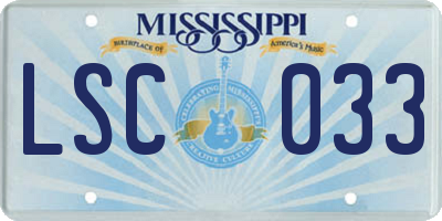 MS license plate LSC033