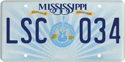 MS license plate LSC034