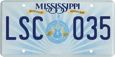 MS license plate LSC035