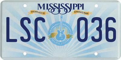 MS license plate LSC036