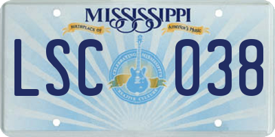MS license plate LSC038