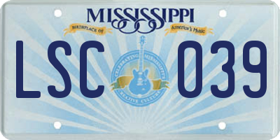 MS license plate LSC039