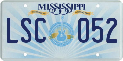MS license plate LSC052