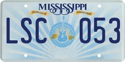 MS license plate LSC053