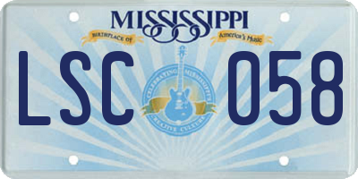 MS license plate LSC058