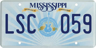 MS license plate LSC059