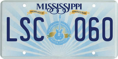 MS license plate LSC060