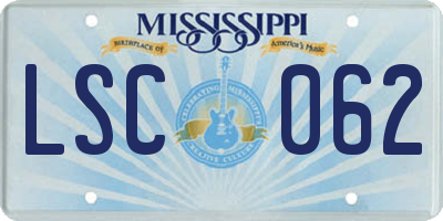 MS license plate LSC062