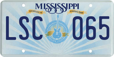 MS license plate LSC065
