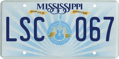 MS license plate LSC067