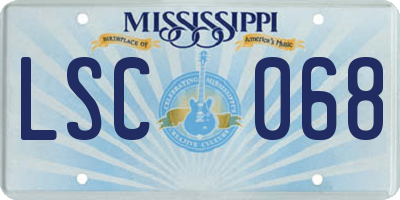 MS license plate LSC068