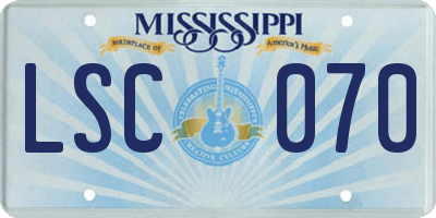 MS license plate LSC070