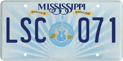 MS license plate LSC071